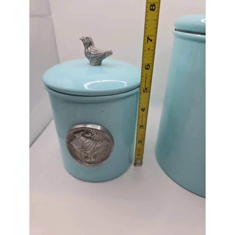 Old Dutch 2 Piece Lauren Bluebird Canister Set Robin Egg Blue Modern